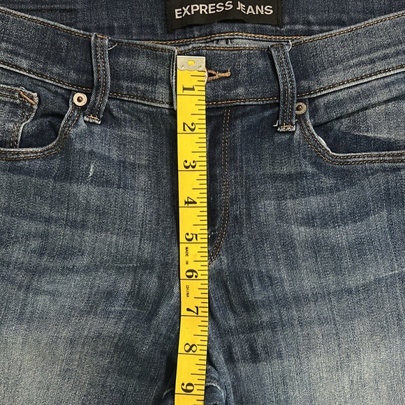 Express Y2K Super Skinny Mid Rise Jeans Size 6R Classic Distressed Casual - Picture 12 of 16